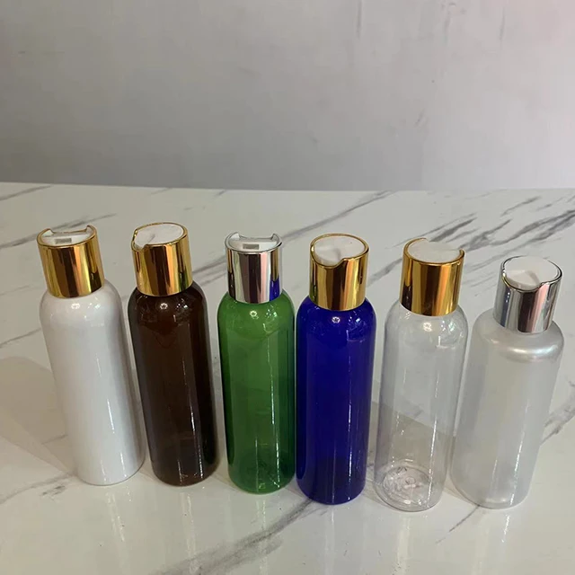 Hengjian 150ml plastic bottle with gold silver disc cap top for hotel shampoo hair conditonal and cosmetic lotion cream