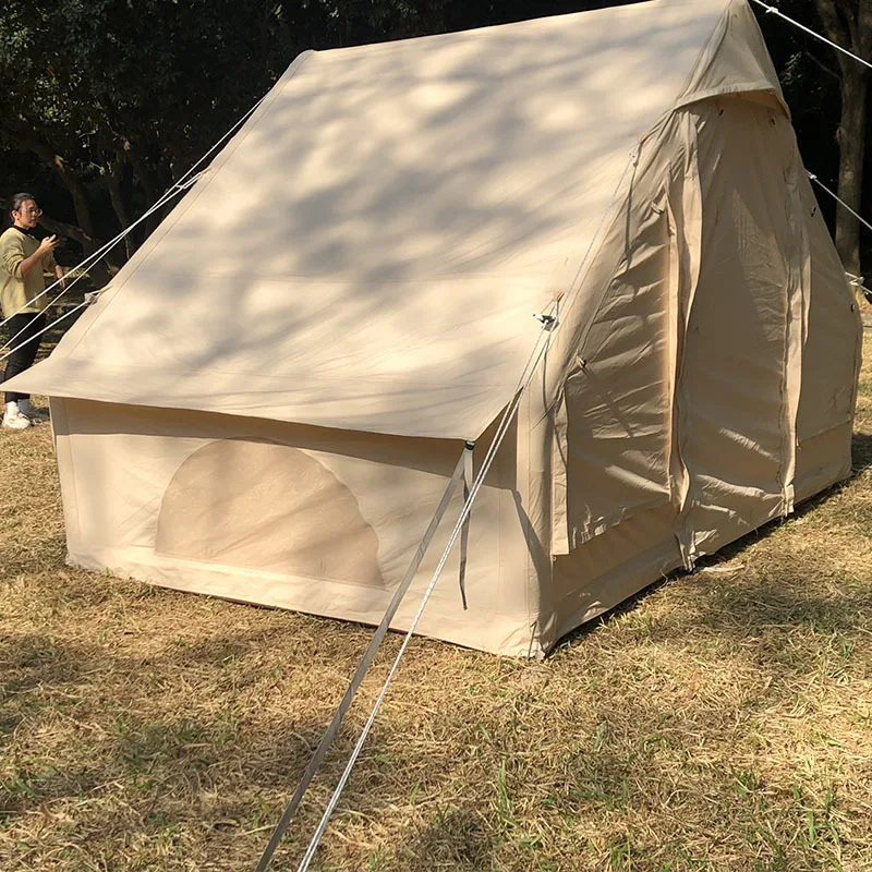 Air Tent Outdoor Portable Camping Inflatable Canvas Tent Luxury Large Villa Thickened Rainproof Automatic Cotton Inflatable Tent