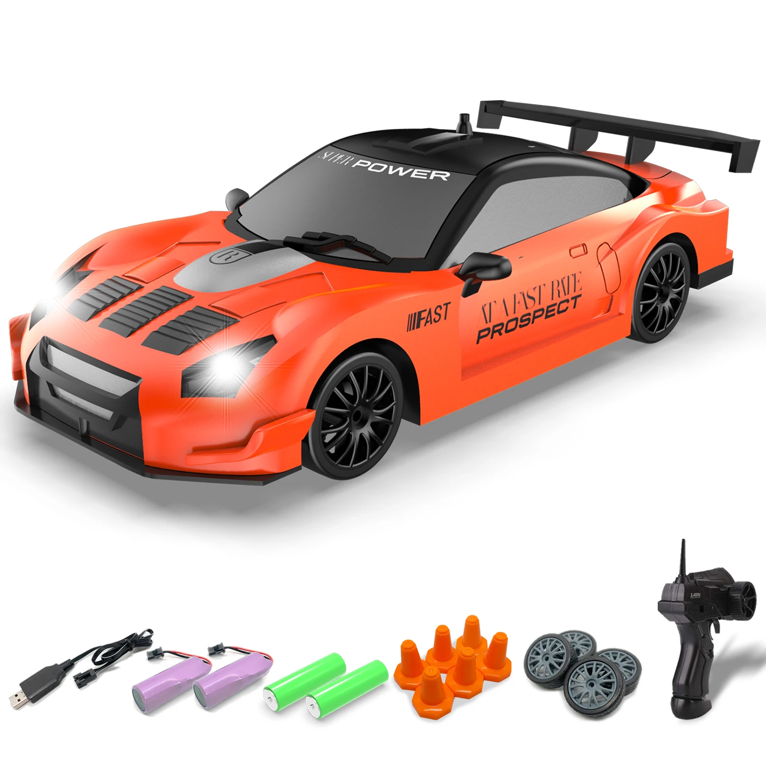 2.4G 4WD Remote Control Drift Racing Car 1/24 Simulation four-wheel-drive mini drift rc car with TPR wheels and battery