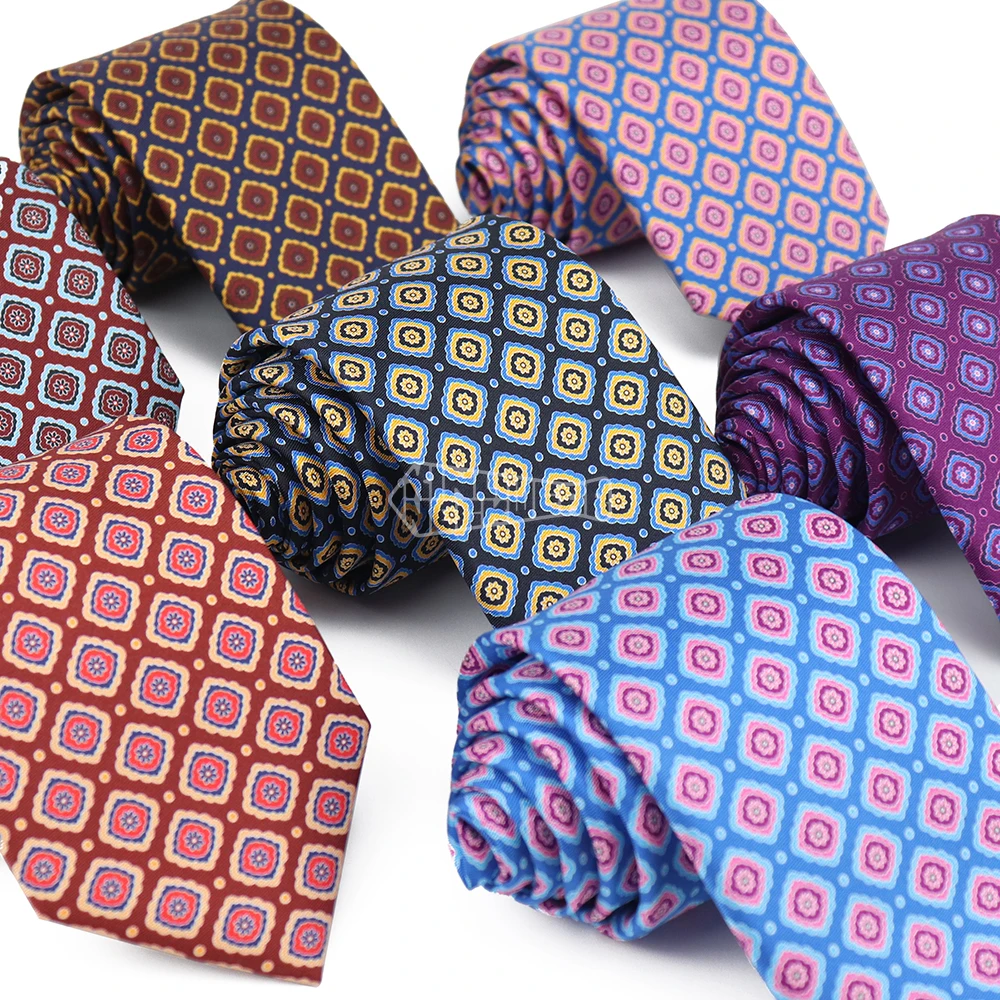 European Style Colorful Necktie Geometric Wedding Dress Tie Narrow Mens Printed Silk Ties Floral