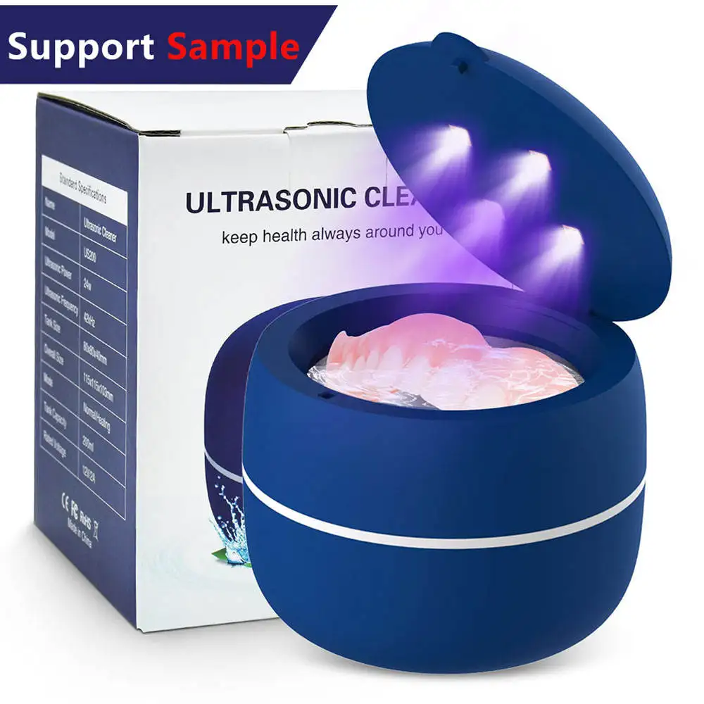 Overseas warehouse in stock Cleaning Denture Braces Toothbrush Head Pulse Ultrasonic Retainer Cleaner Machine with Heating