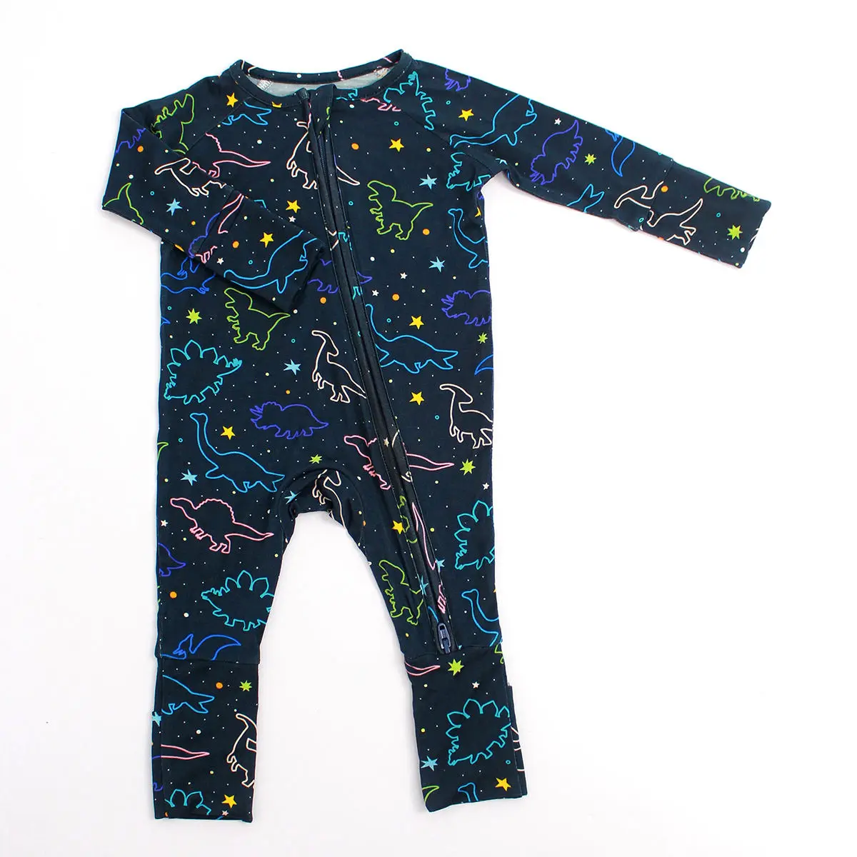 Customized logo from 1pcs Engepapa Newborn Bamboo Double Zipper Pajamas Infant Print Cartoon Clothes Baby Bamboo Sleeper Romper