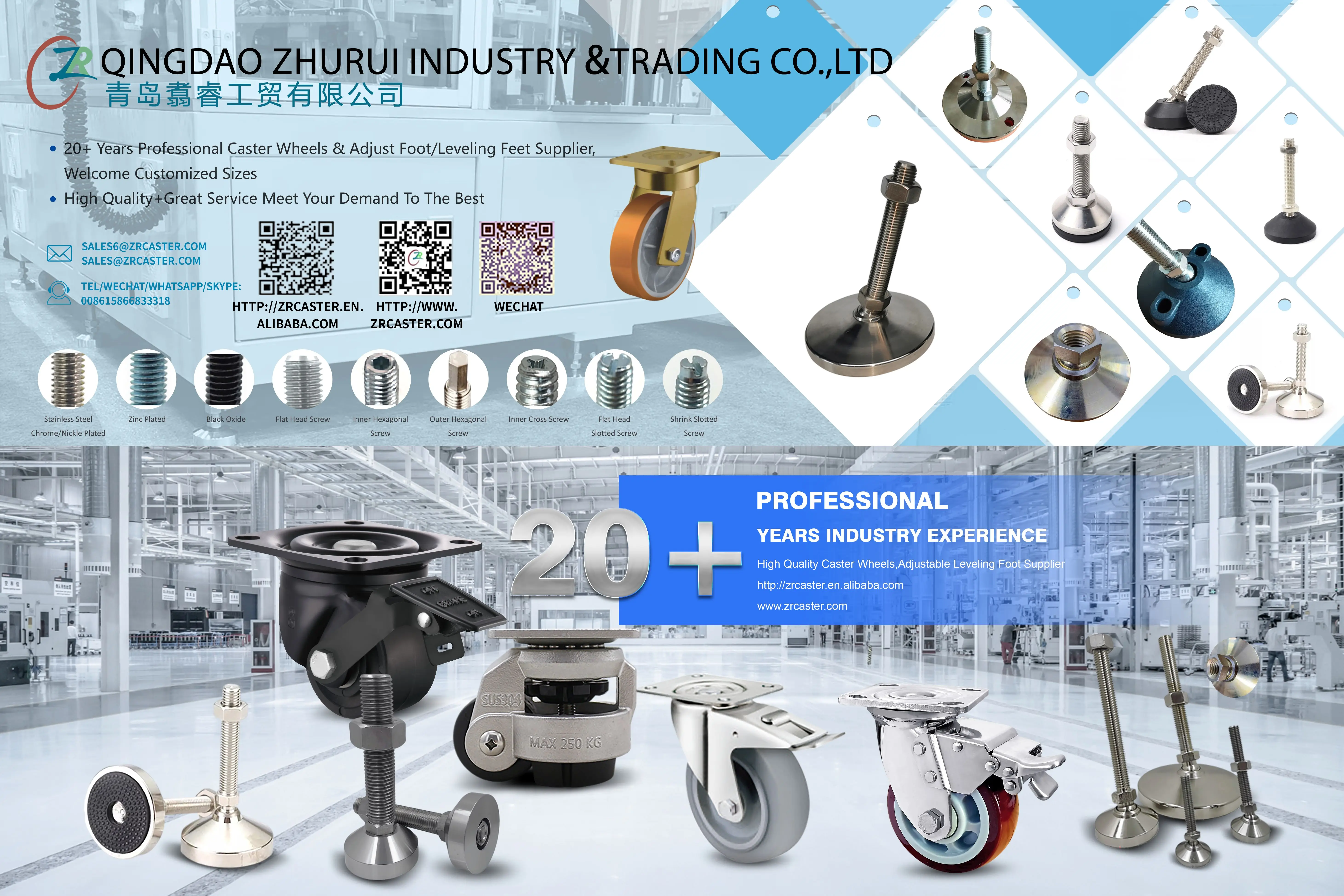 UNC 3/8'-16/1/2,3/4'-10 Threaded Hole Stainless Steel Swivel Furniture Legs Leveling Mount Rubber Cushion Nickel/Galvanized