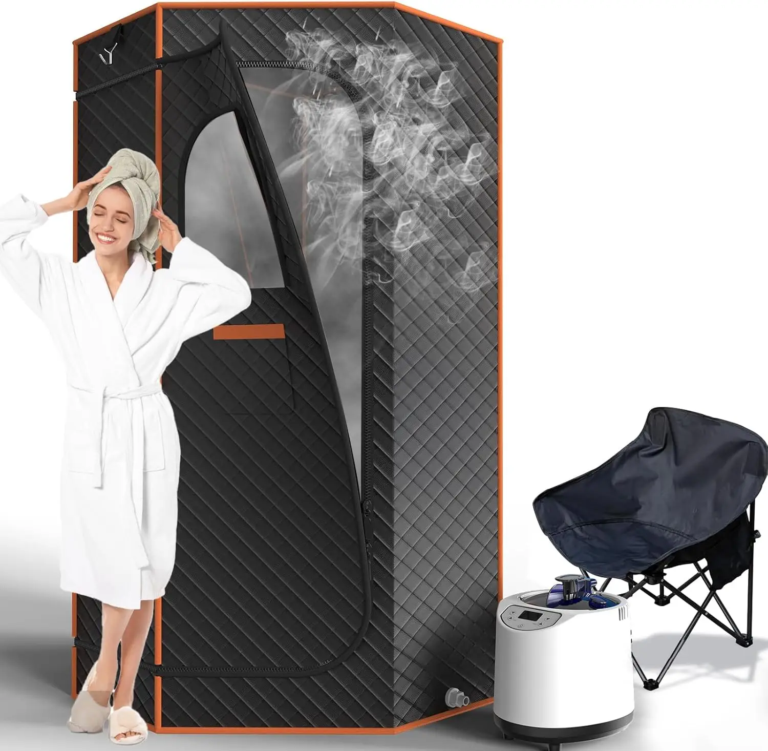 Portable Infrared Sauna Box 3L Home Spa Relaxation Remote Control Folding Chair Mat Full Size Personal Steam Bath Towels