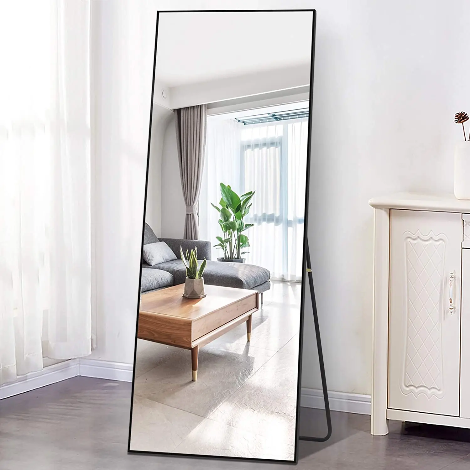 Amazon top seller 2 installing way Latest large decoration floor stand Framed Full-Length wall dressing mirror