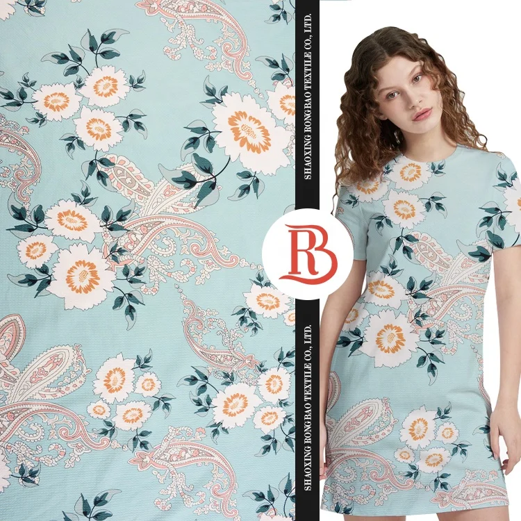 
 Готов к отправке популярная цифровая печать разноцветная Цветочная трикотажная ткань для платья Женский Материал  