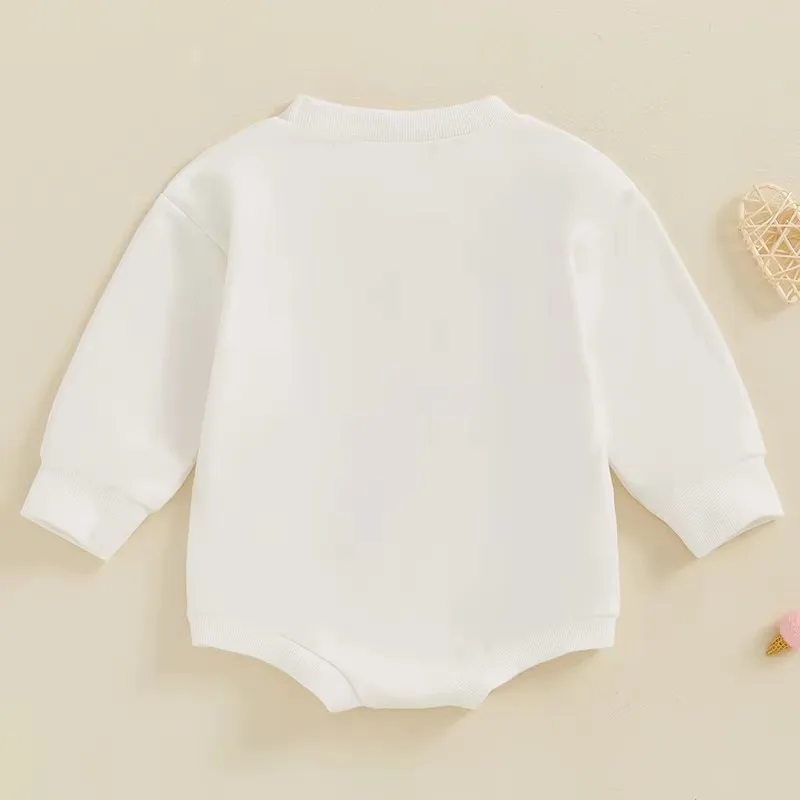 2025 Unisex Valentines Day Baby Clothes Sweatshirt Bubble Romper Cupid Arrows Love Candy Valentines Baby Boys Girls Romper