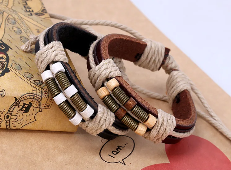 2021 New High Quality Fashion Braided Leather Jewelry Men Pu Leather Bracelet For Men