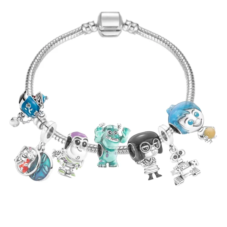 2024 Moments Pixar style buzz Light year cc cheap flower charms bracelet toy