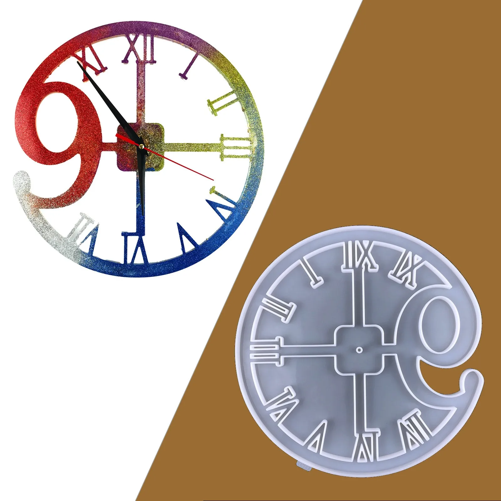 Clock drip glue clock mold Homemade drip glue clock alarm resin mirror silicone mold for DIY handmade