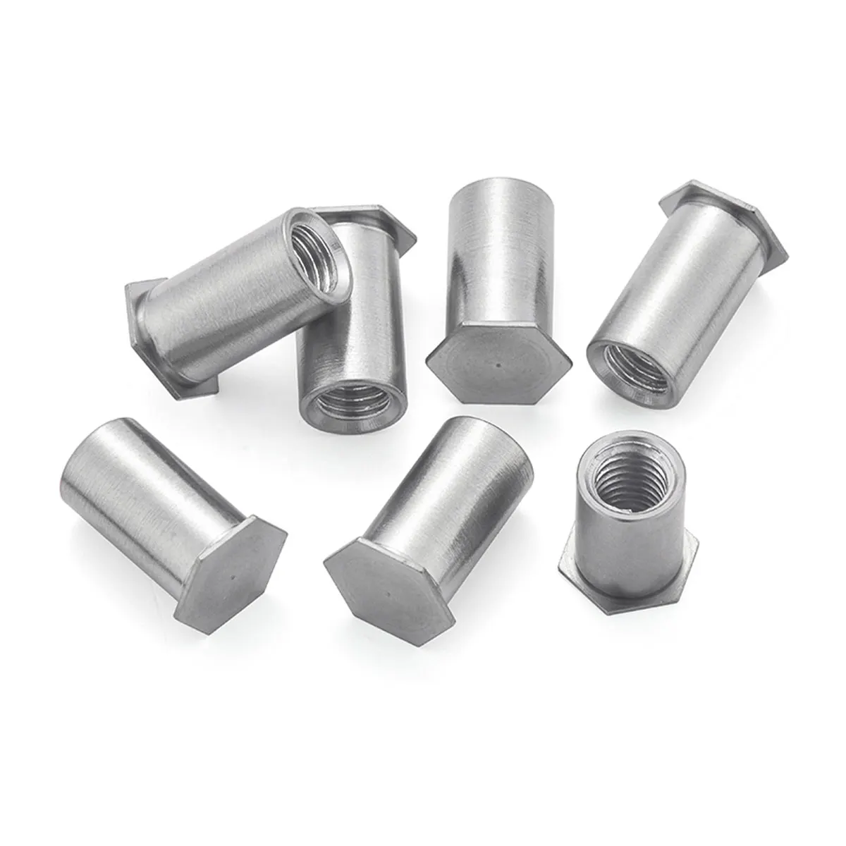 BSOS M4-12 Polished Stainless Steel Zinc-Plated Standoff Nuts Custom Threaded Hole Self-Clinching Metric Rivet Nut Hex Nut