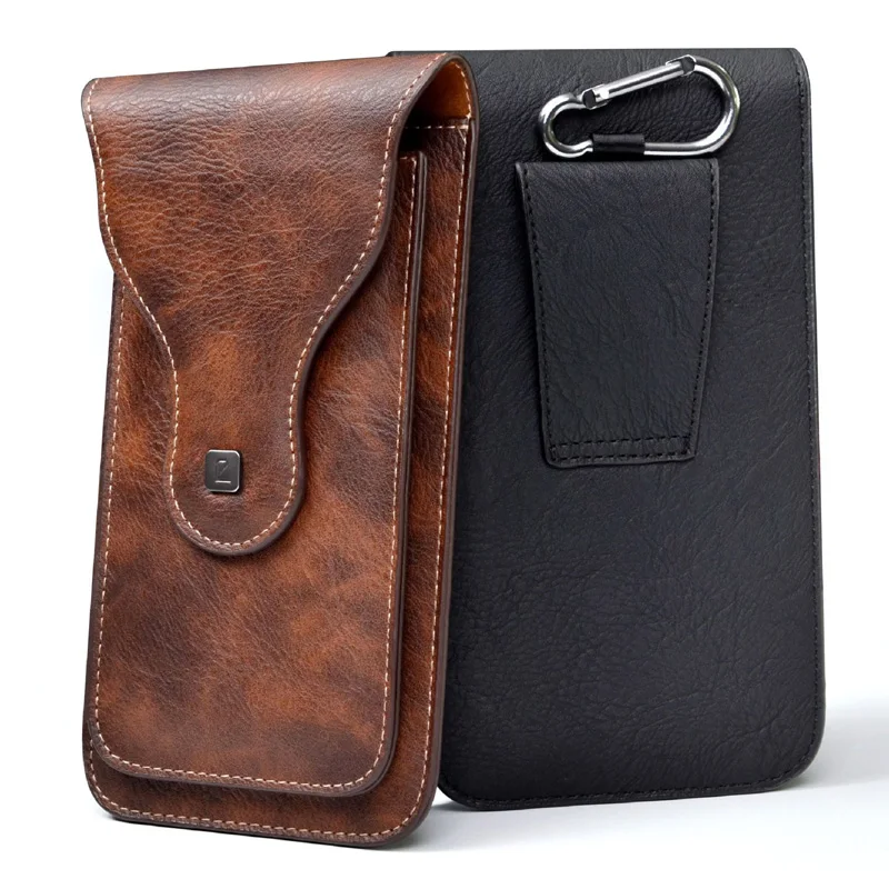 ya200 Wholesale Mens PU Leather Phone Holster Holder Pouch for Belt Mobile Phone Protective Case Phone Waist Bag