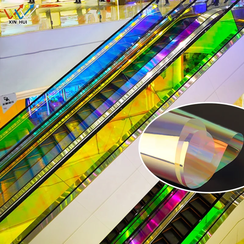1.38x30M 2Mil PET Material Rainbow Colors Smart Safety Mall Hotel Office Building Decoration Glass Window Tinted Film