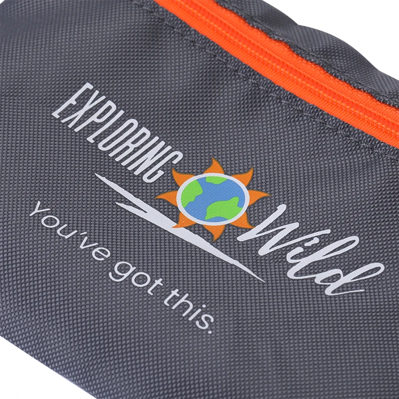 Custom Logo Cheap Polyester Packing Zipper Lock Pouch Waterproof Black Travel Cosmetic canvas Zipper Pouch Bag