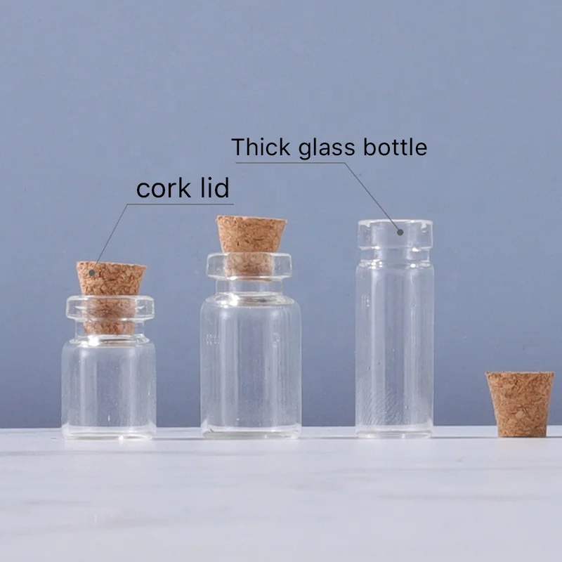 Mini 0.5ml 1ml 2ml 3ml 5ml clear glass wishing small drift bottle vials with cork Glass Tube Corked Jars Candy Bottle