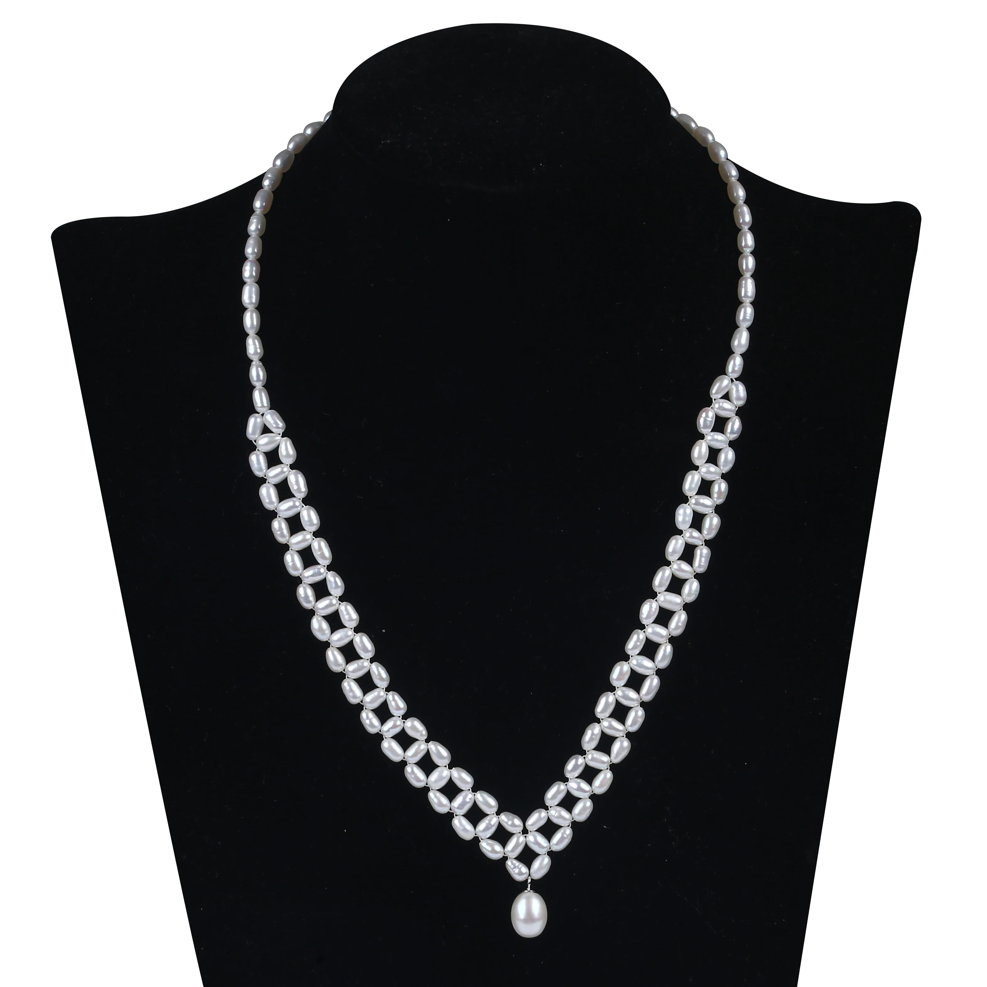 hot sale white rice shape natural fresh water pearl necklace Jewelry
