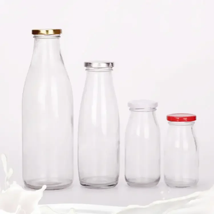 China Made 1000 Ml Clear Round Dorica Milk Beverage Juice Glass Bottle Botella De Vidrio 1 L For Home