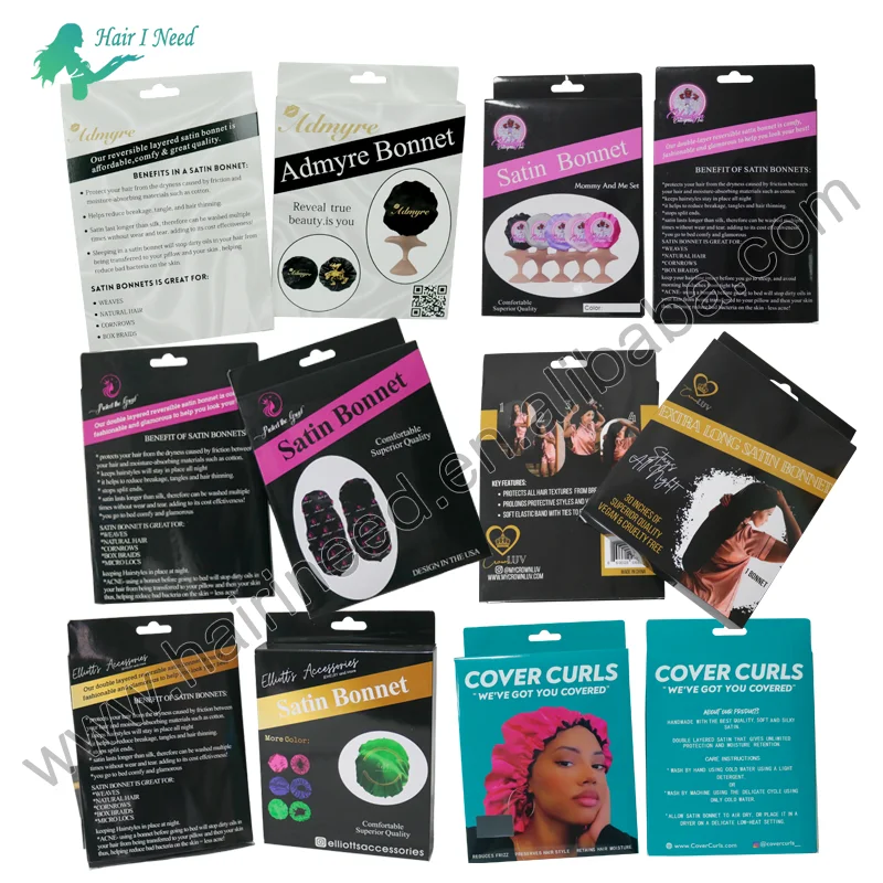 Customized Logo Size Hair Accessories Packaging Folding Paper Box Luxury Paper Satin Hair Durags Scarf Bonnet Packaging Boxes