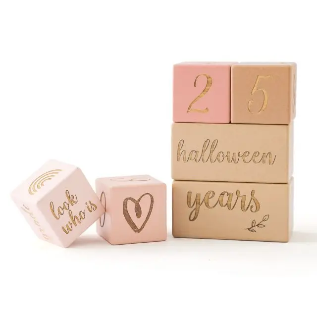 Newborn commemorative wooden square milestone baby birth month commemorative photo photography props