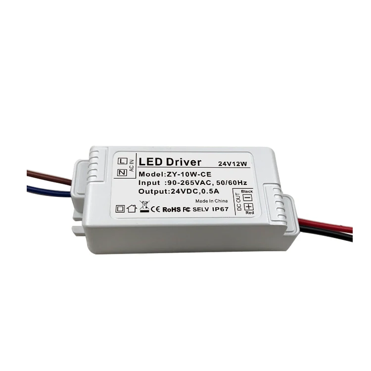 IP67 square plastic body power supply AC90-265v DC12/24v 12w slim plastic body power supply