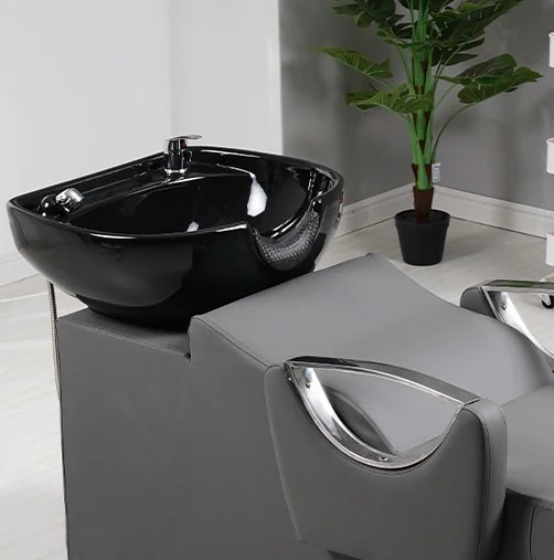 Silver  Armrests Fashion Barber Shop Furniture Semi-reclining footrest  Multi-color available  barber table Spa Shampoo Bed