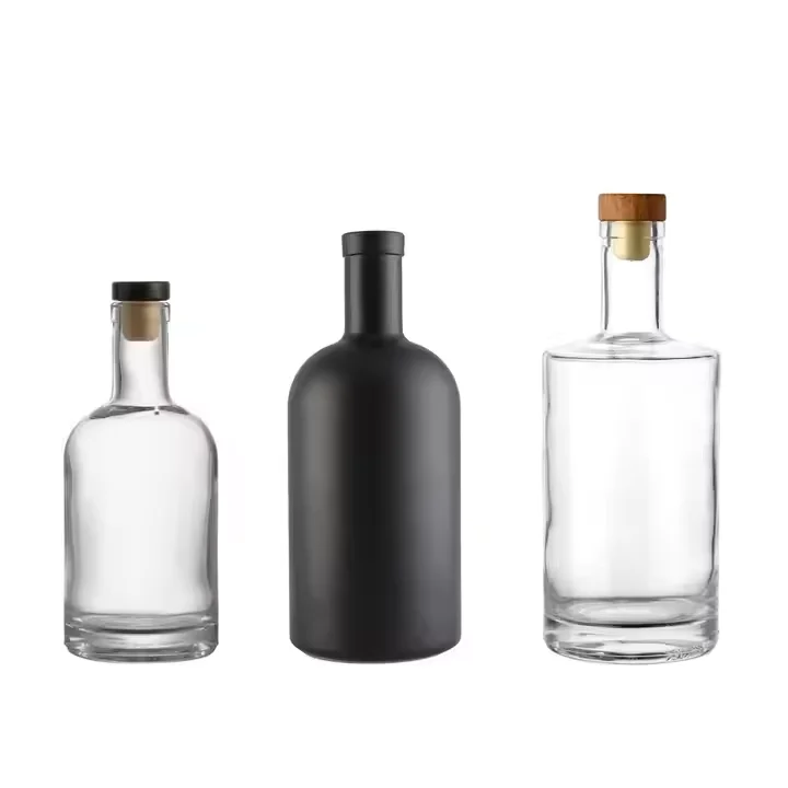 Colored  Fancy Empty  200ml 20cl 0.2L Round Vodka Bottle Wine Liquor Glass Bottle Gin Bottles With Cork Stopper