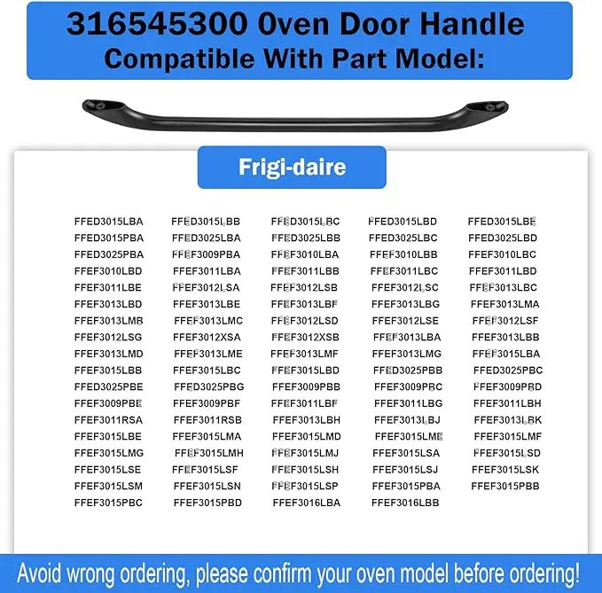 316545300 Oven Door Handle Replacement Compatible with Frigi-daire Ken-More Gas/Electric Oven Range Stove  Black