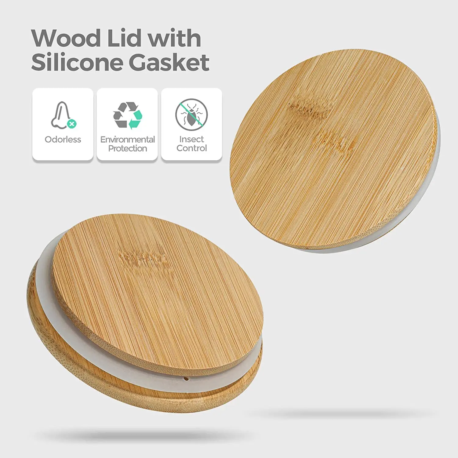 250ml Borosilicate vacuum food storage containers airtight round glass spice in jar with bamboo lid