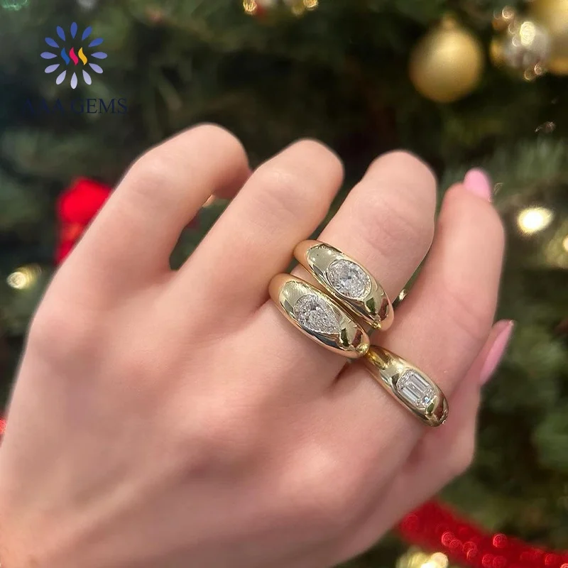 AAA Gems Custom 10K 14K 18K Gold Jewelry 1CT Vintage Gypsy Ring Women CVD HPHT Lab Created Diamond Ring