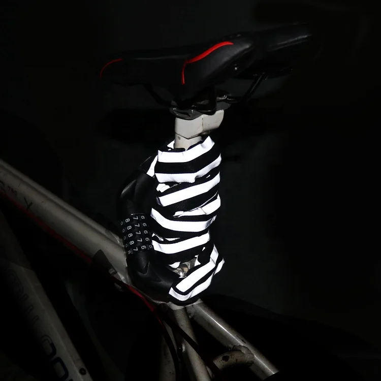 Bike Lock Heavy Duty Security Anti-Theft Bicycle Chain Lock with Reflective Strips with 5digit combination lcok