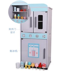 New shape simulation  2 in 1 wooden doll house kitchen toys for kids pretend play wood cooking toys kitchen set for kids