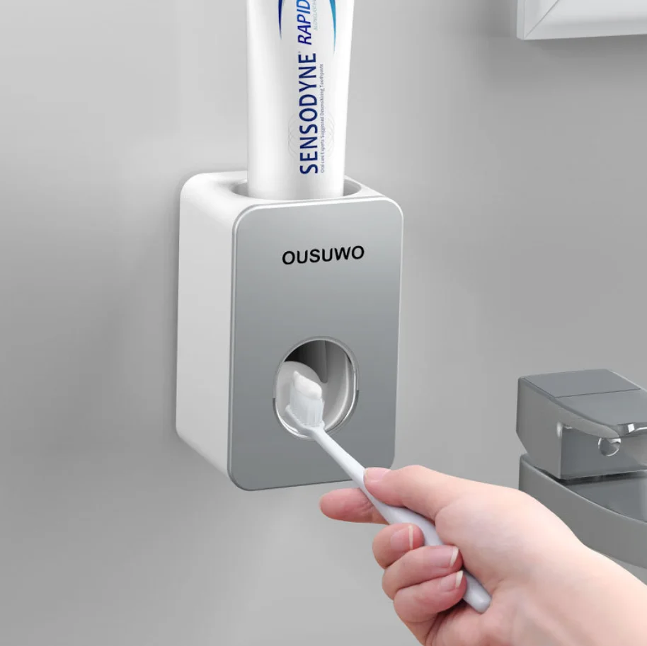 Оптовая продажа, бытовой Автоматический Диспенсер зубной пасты высокого качества для ванной комнаты, пластиковый пресс для зубной пасты с крышкой