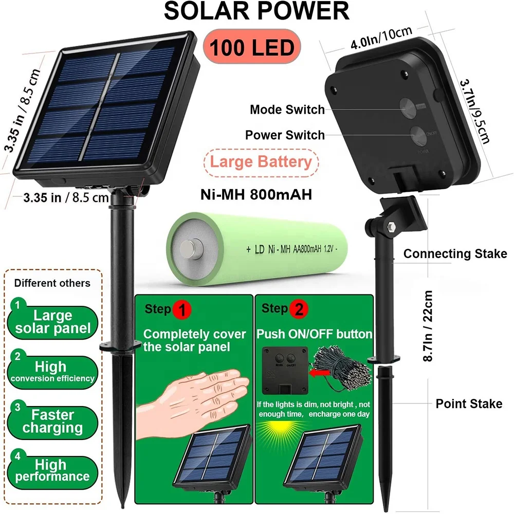 
Festival decorative outdoor led solar fairy garden lights string lights multicolor 