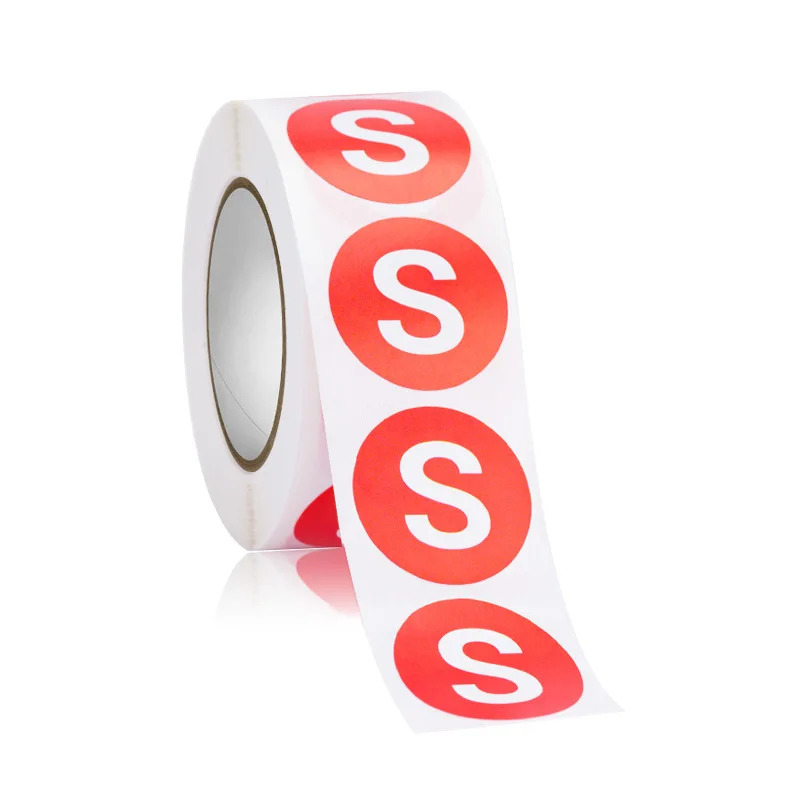 Wholesale 2.5cm color clothing size printed label jeans garment XS S M L XL XXL custom stickers roll for small business