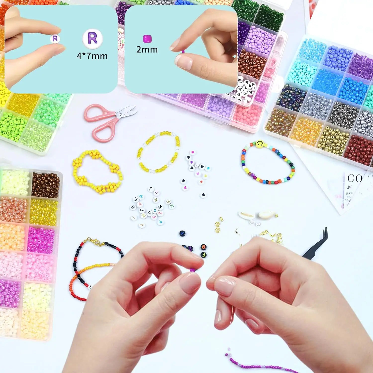 48690pcs 114 Colors 2mm Glass Seed Beads for Bracelet Making Kit Seed Beads for Jewelry Making Friendship Gifts