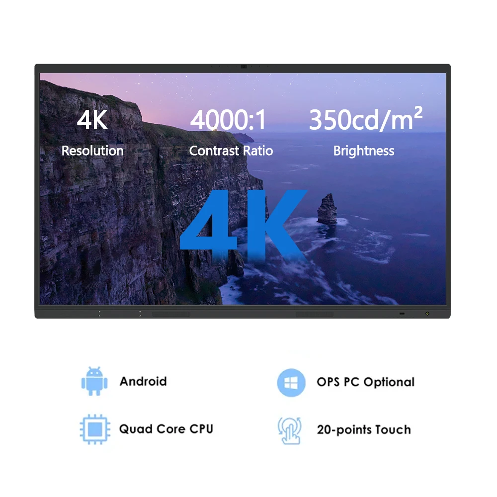100 inch Smart Touch IPS Panel Screen All In One Interactive Board Led smart touch Screen for Conference