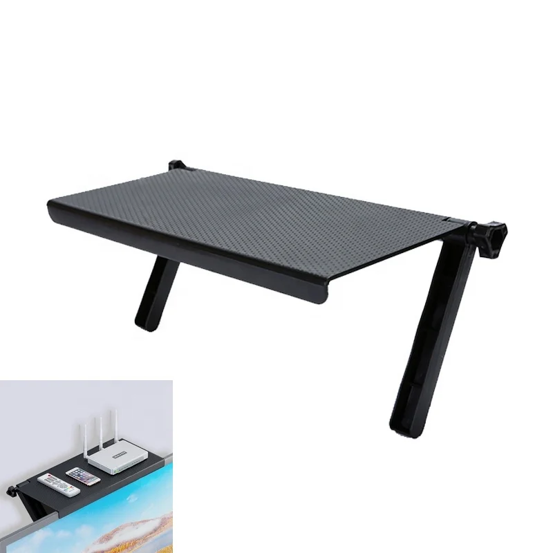 Computer scree top storage rack adjustable black tv screen mount top shelf for wireless router set-top box