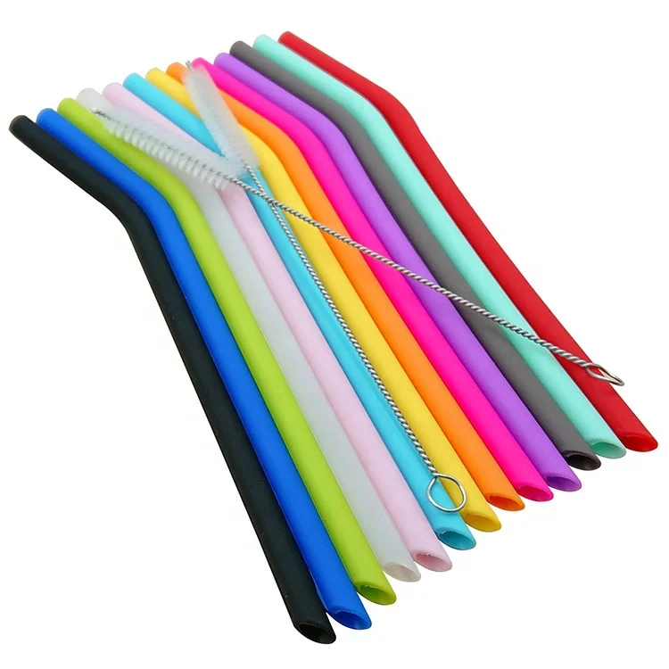 Reusable Eco Friendly Drinking Straws  200*8*6mm Silicone Drinking Straws