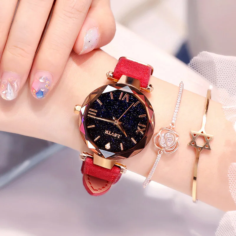 
New Fashion Geneva Women Watch Leather Analog Quartz Diamond Starry Sky Ladies Dress Wrist Watch Relojio 