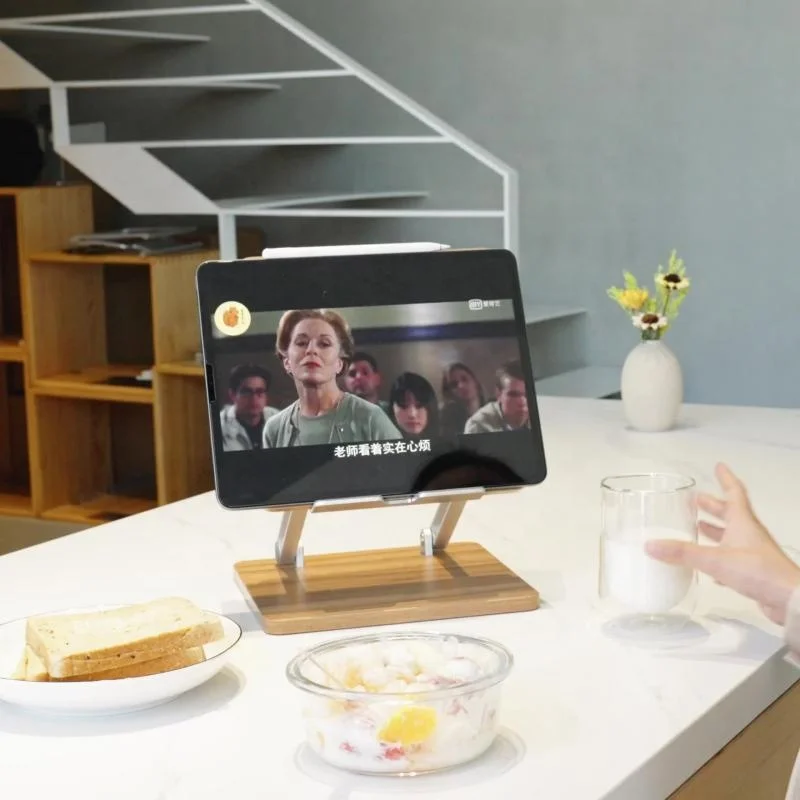 Jiesen Wholesale Portable Foldable Flexible Wooden Desktop Reading Stand 7 Inch Tablet PC Pos Holder Stand