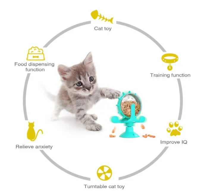  Wholesale Pet Supplies ABS Material Lucky Windmill Design Leaking Food Toys Training