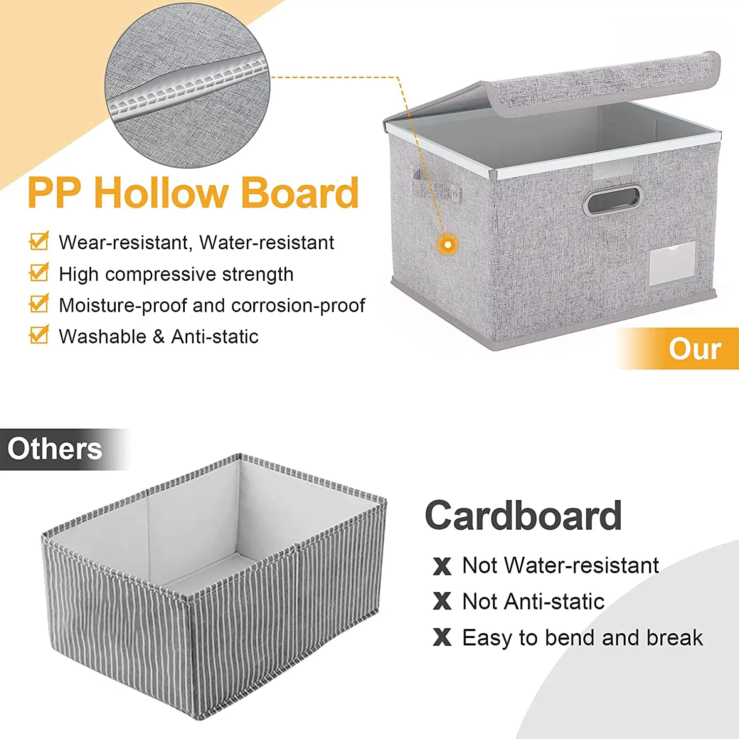 Foldable linen fabric file storage box large capacity Home Office Organizer hanging holder desktop storage box