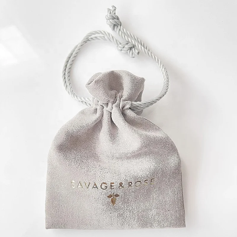 Junmei Jewellery Bag Small Packing Pouch  Microfiber Suede Drawstring Jewelry Pouch for Jewellery
