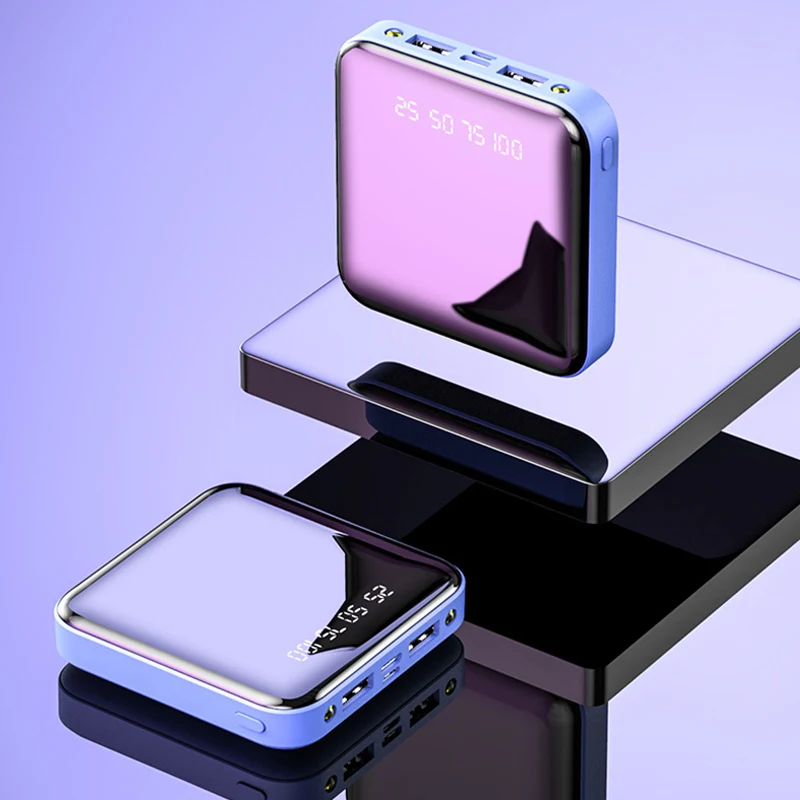 Wholesale Mirror Design LCD Display Mini Charging Power Bank 20000 MA Small Portable Mobile Power Promotional Gift