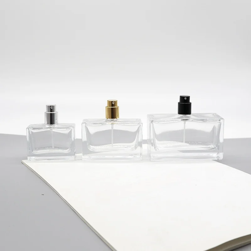 Glass perfume bottle 30ml 50ml 100ml high-end spray bottle bayonet portable square cosmetics empty perfume glass bottle