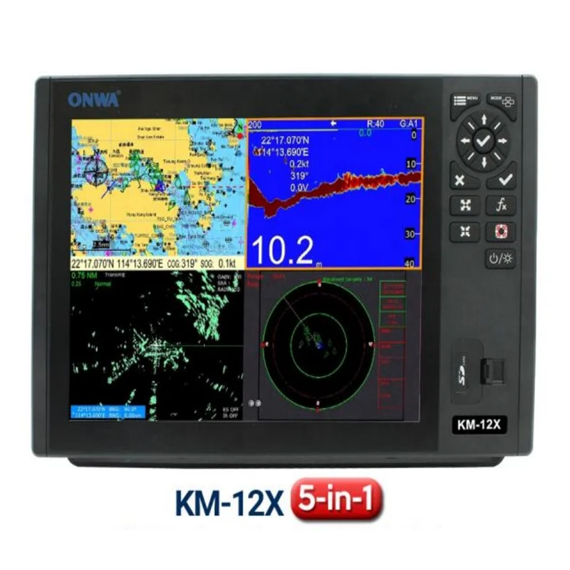 ONWA KM-8X KM-12X 5 IN 1 Marine Class B AIS Transponder GPS Chart plotter Fish finder and radar