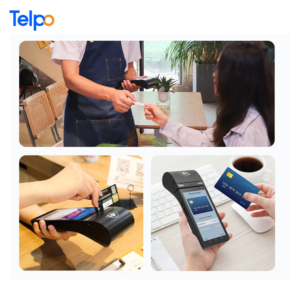 TPS900 Bank Android 10 POS Terminal 4G restaurant with 40mm printer paper roll