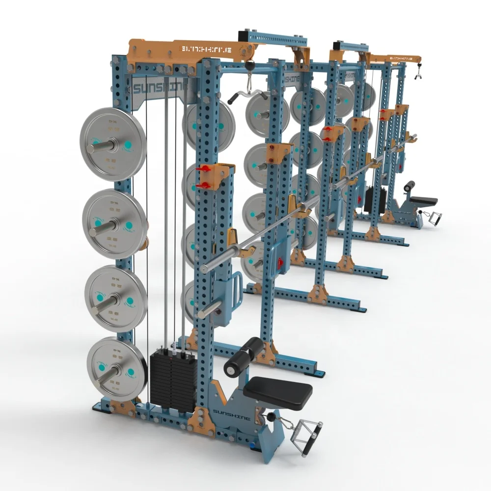 indoor fitness gym equipment multi functional trainer pulley cable crossover machine gym rigs power squat rack with jammer arm