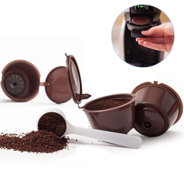  Многоразовые кофейные капсулы Everich для кофейных капсул DOLCE GUSTO многоразовые фильтры из пластика с ложкой высокое