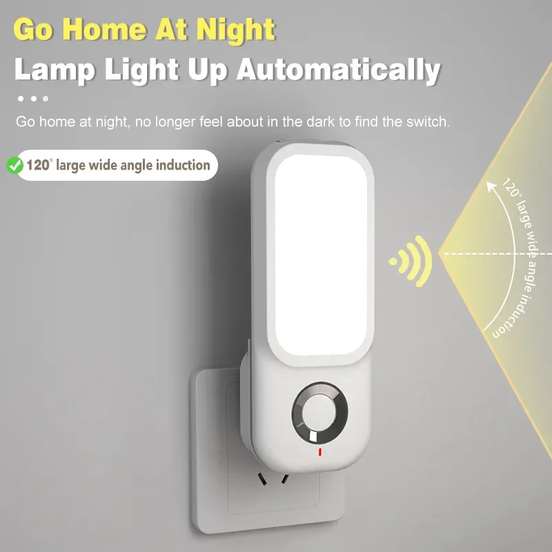 Human Body Sensor LED Night Light Wireless Rechargeable Multi-function Wall Lamps With Plug
